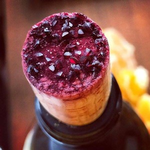 Wine crystals on a cork 